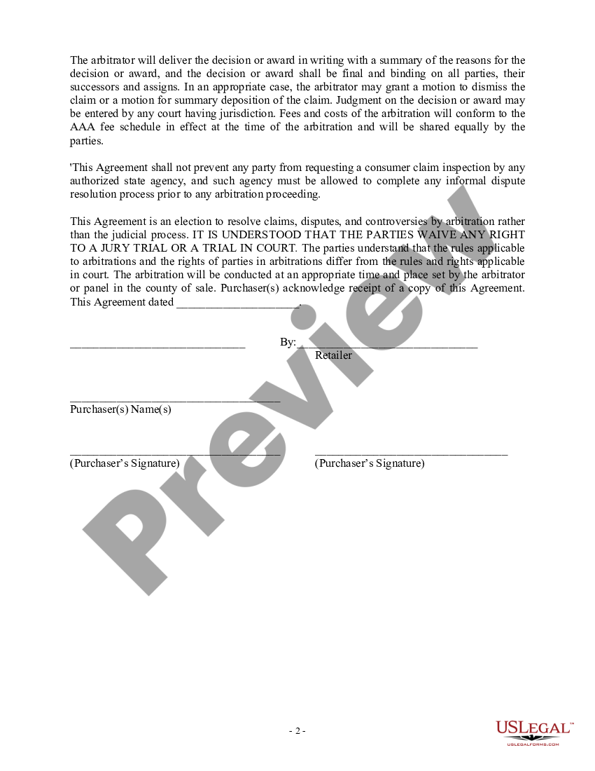 Arbitration Agreement - Arbitration | US Legal Forms