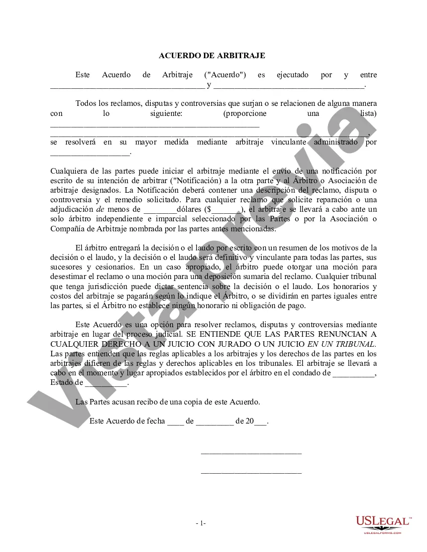 Preview Acuerdo de Arbitraje - Disputa Futura