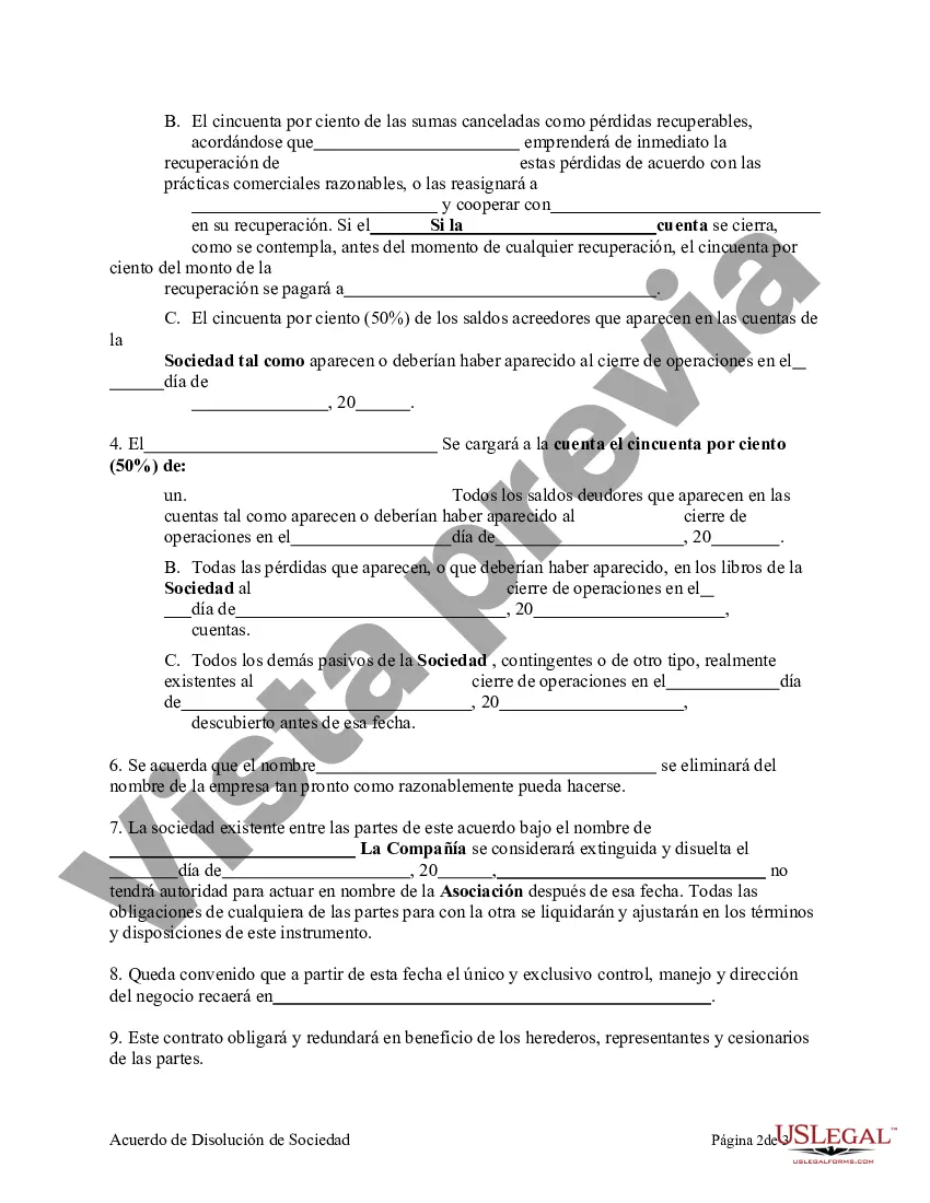 Preview Acuerdo para la Disolución de una Sociedad