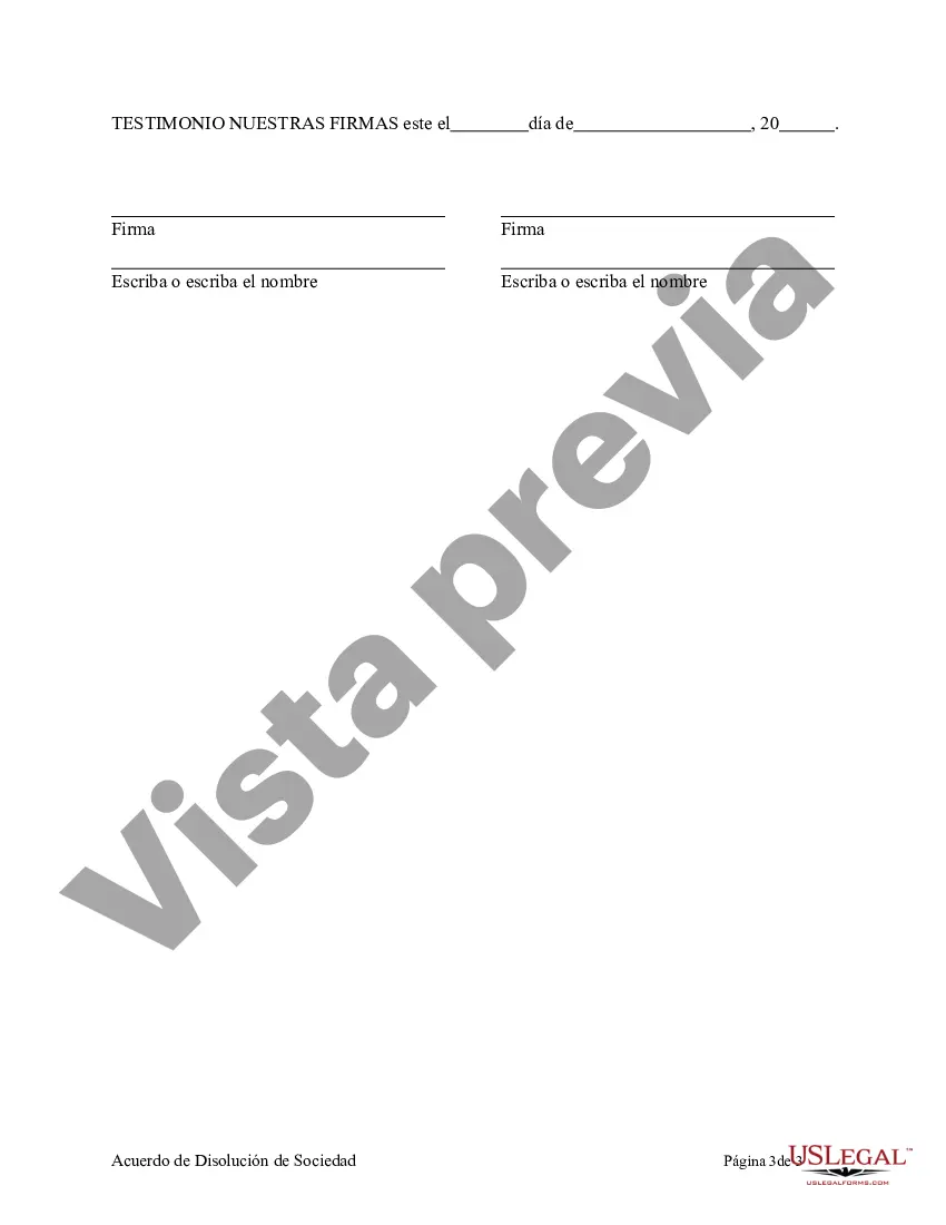 Preview Acuerdo para la Disolución de una Sociedad