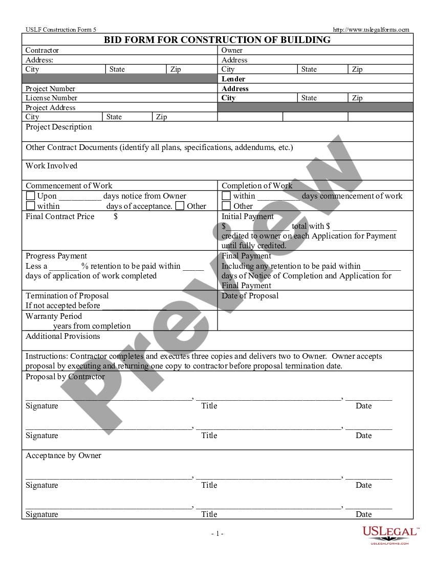 construction bid proposal