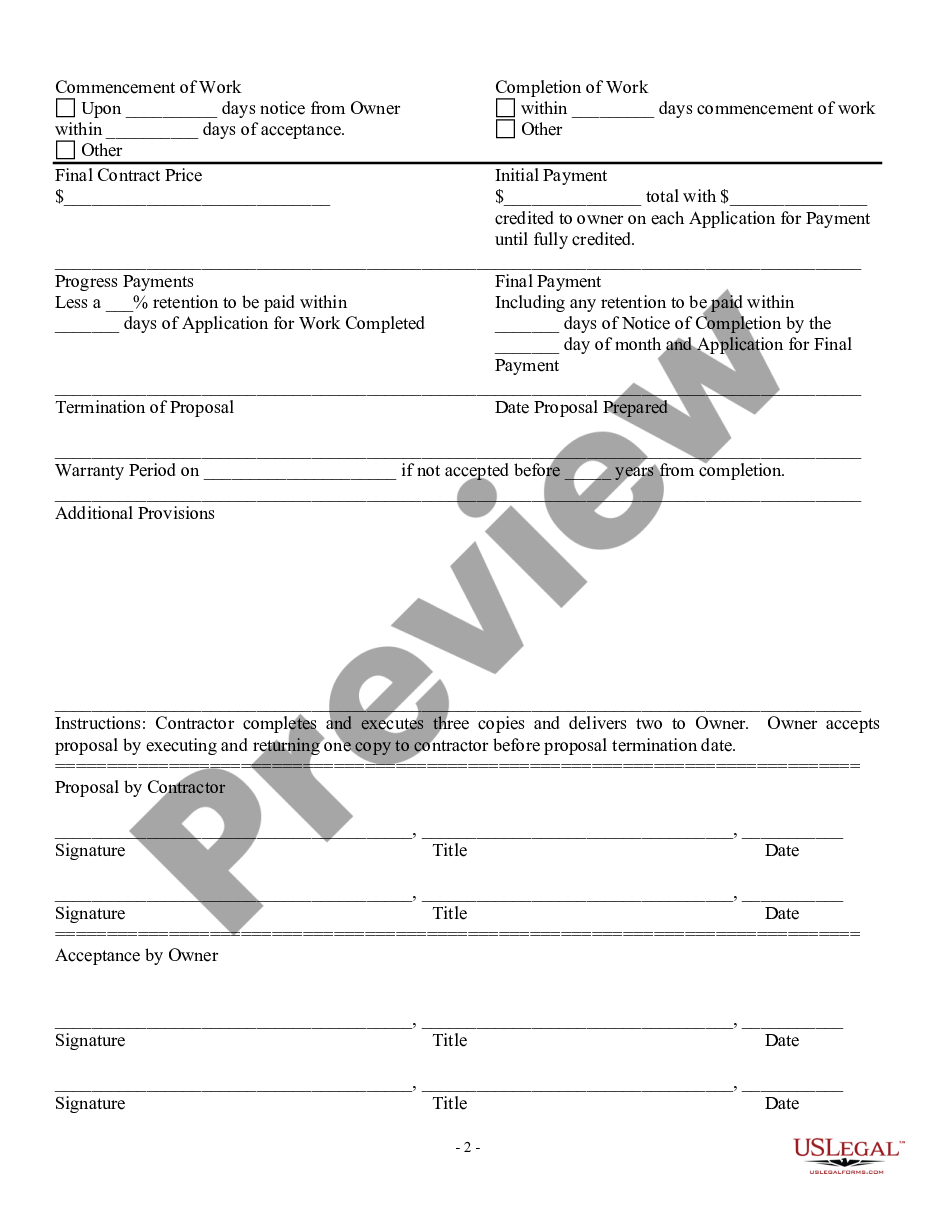 page 1 General Bid Proposal Form preview