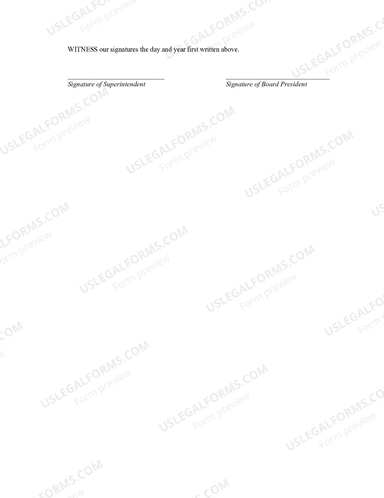 Preview Employment Agreement for School District Superintendent