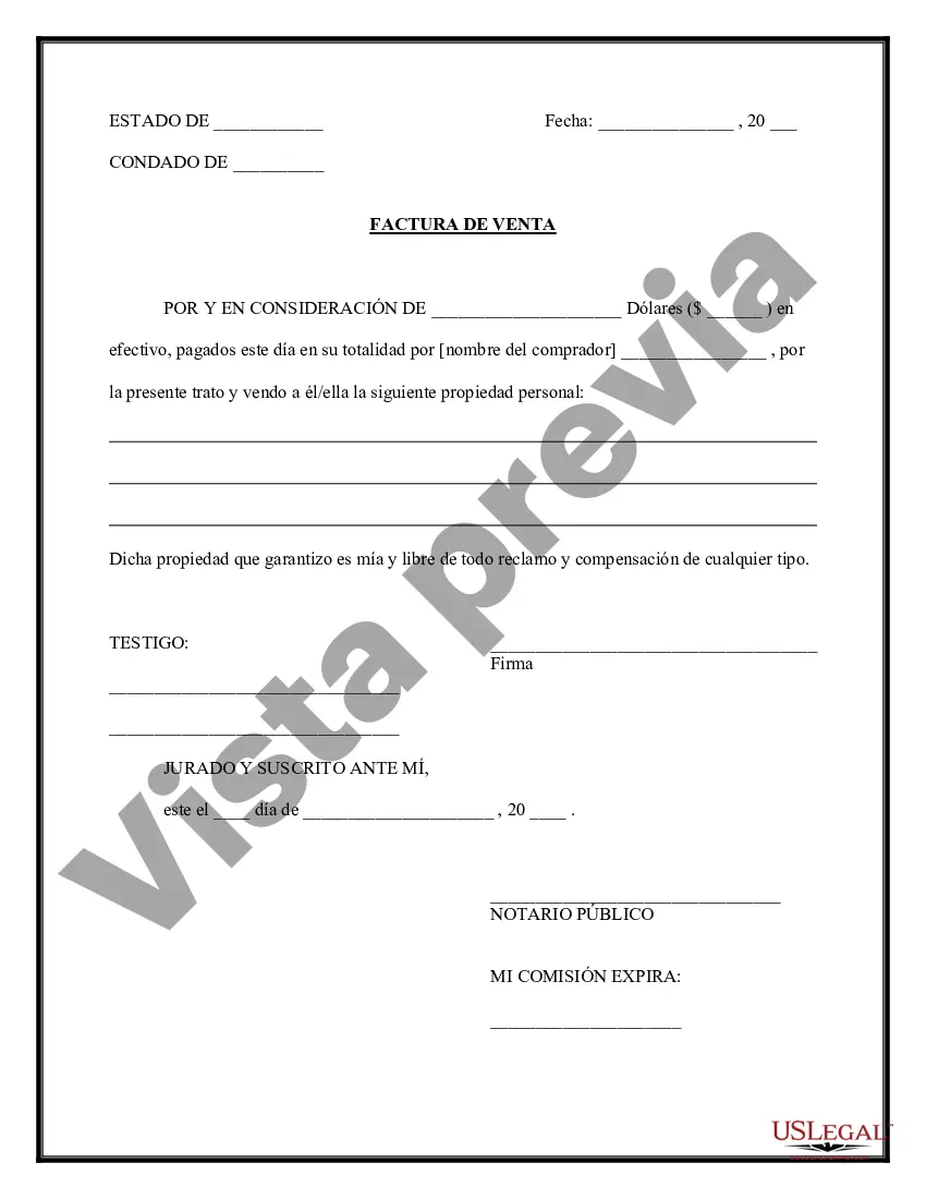 Preview Factura de venta simple