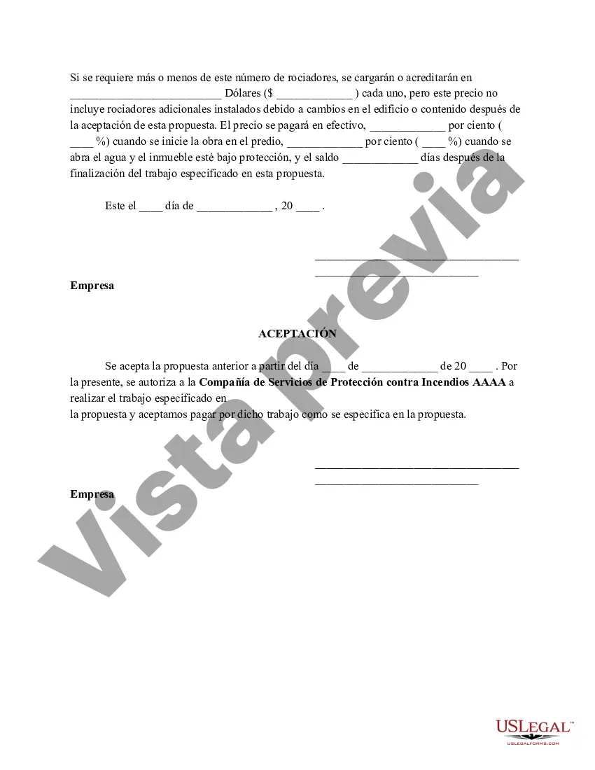 Preview Propuesta y Aceptación de la Instalación de un Sistema de Rociadores