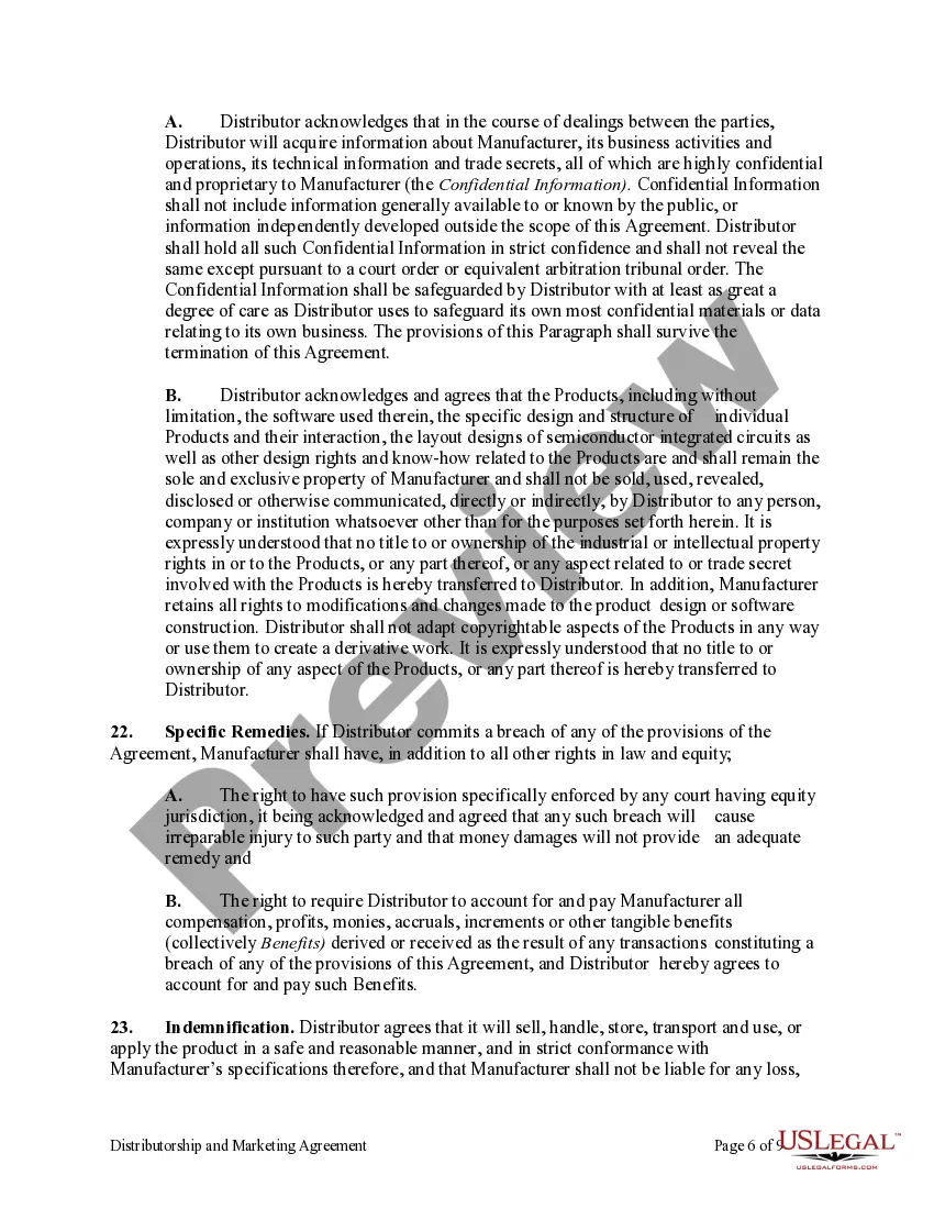 Preview Distributorship and Marketing Agreement