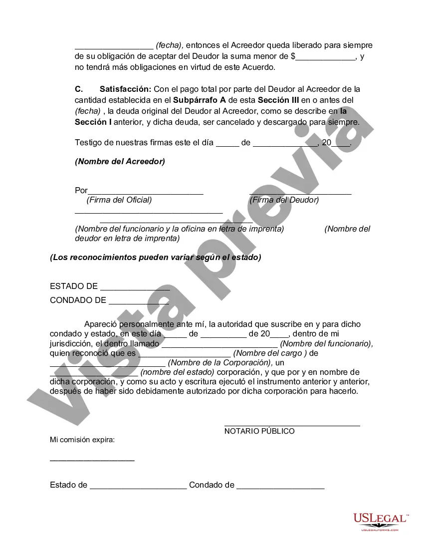 Preview Acuerdo para el Acuerdo y la Satisfacción de un Reclamo Hospitalario No Disputado