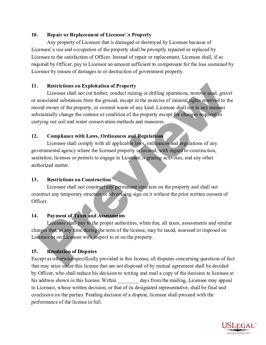 License, Rental, or Lease Agreement for Grazing on Public Lands - Lease ...