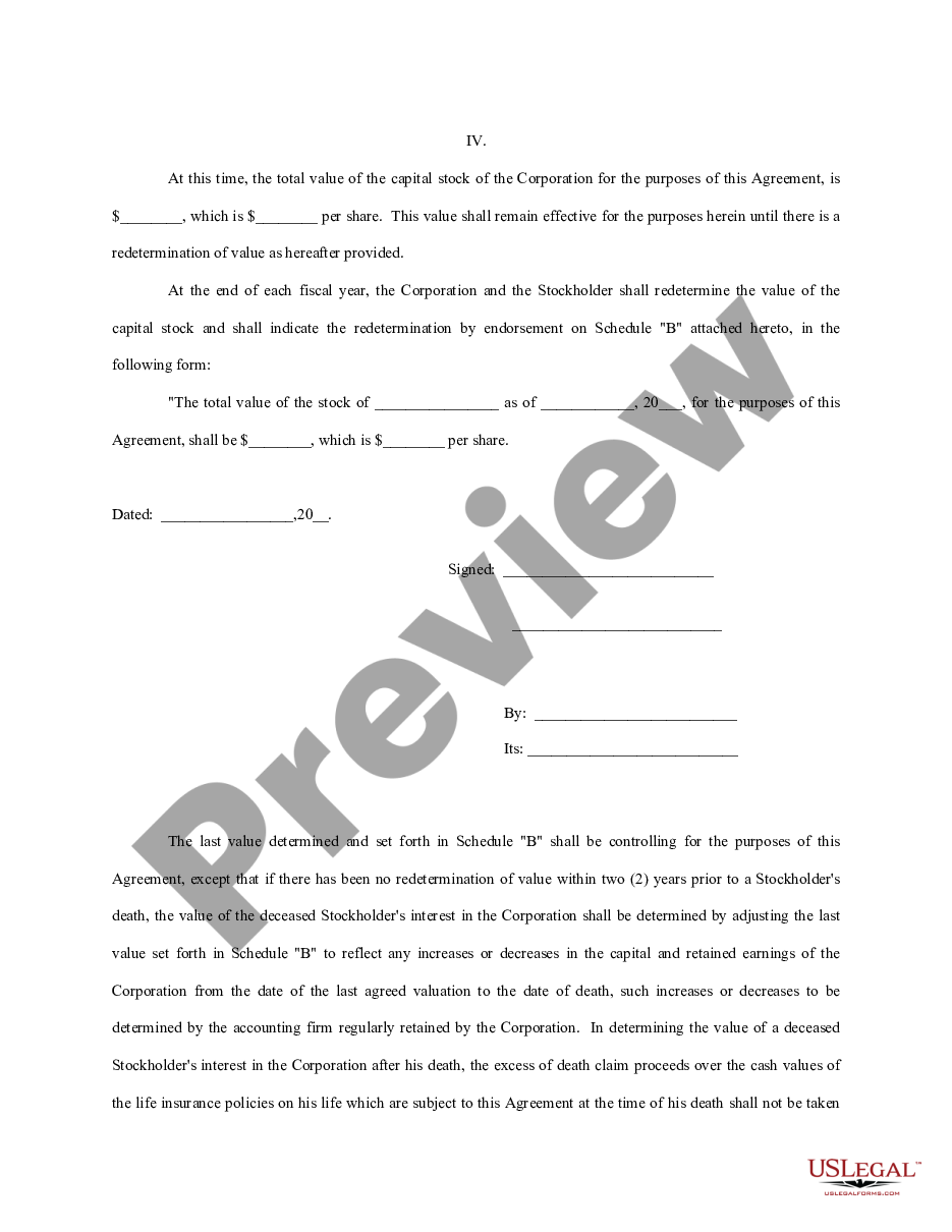page 2 Buy Sell Agreement Between Shareholders and a Corporation preview
