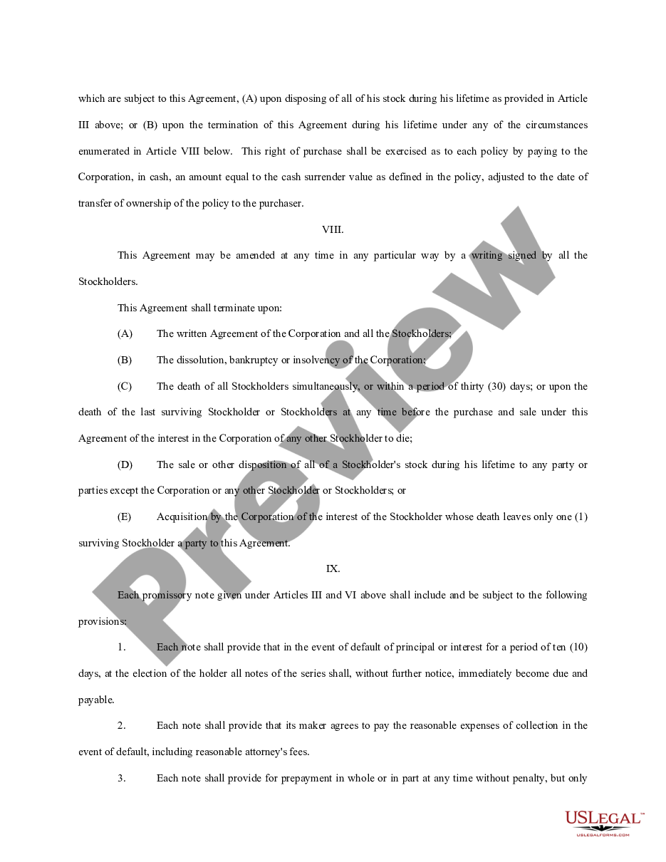 page 5 Buy Sell Agreement Between Shareholders and a Corporation preview