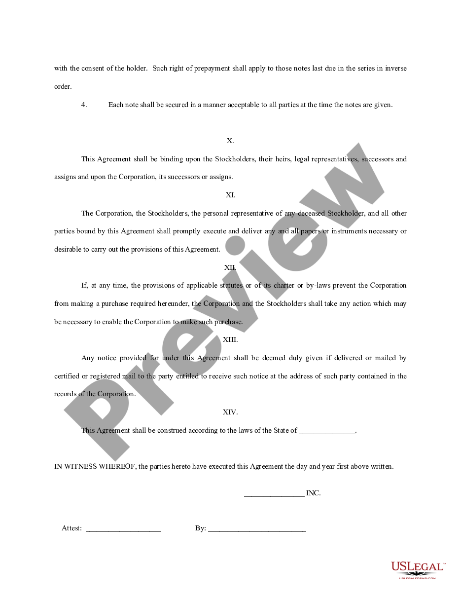 page 6 Buy Sell Agreement Between Shareholders and a Corporation preview