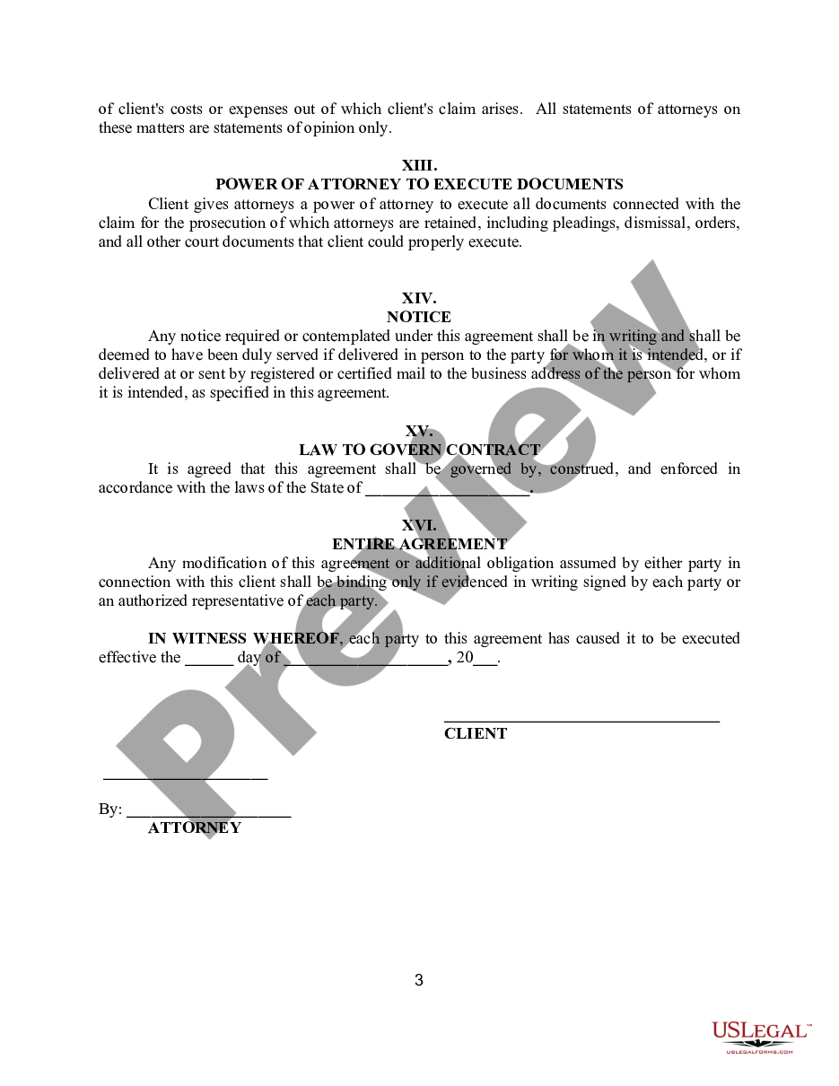 page 2 Contingency Fee Agreement with an Attorney or Law Firm preview