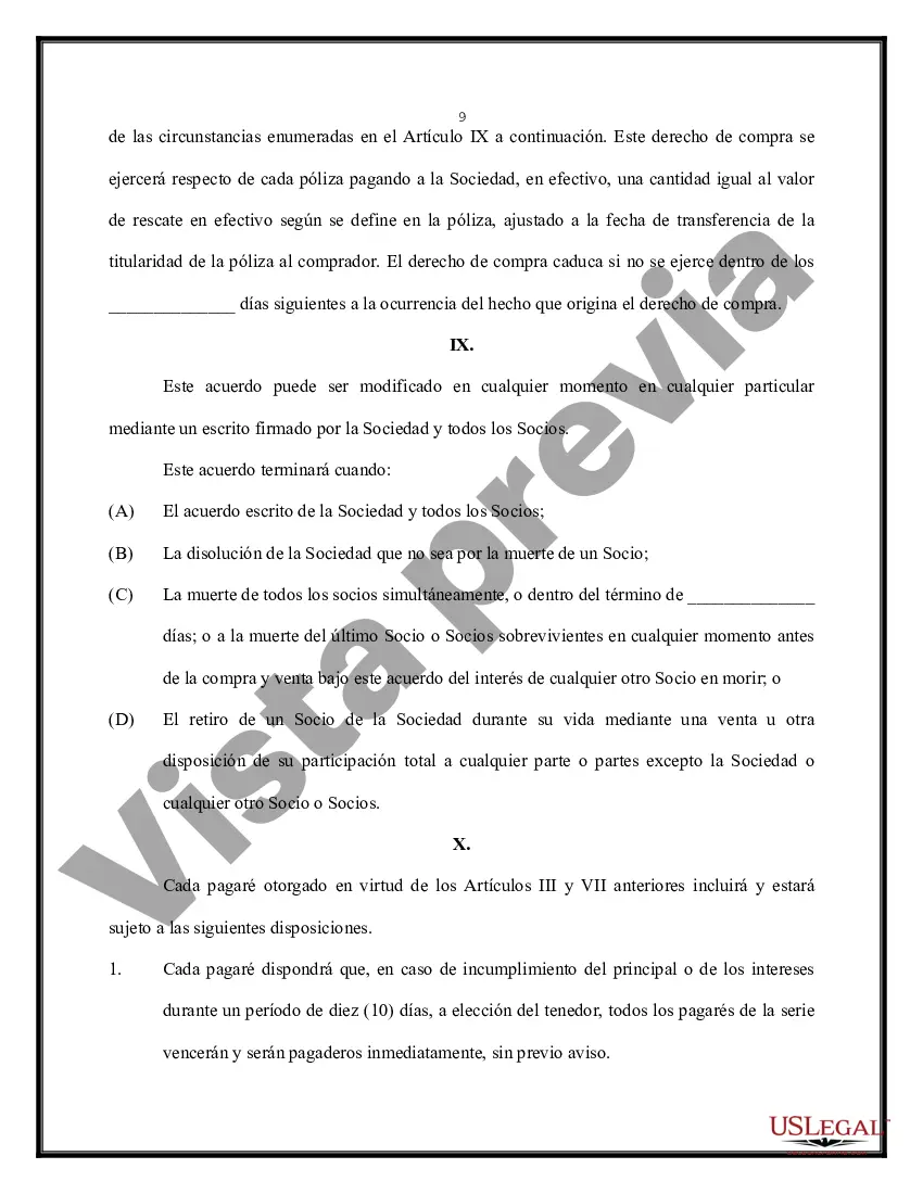 Preview Acuerdo de compra venta entre socios de una sociedad