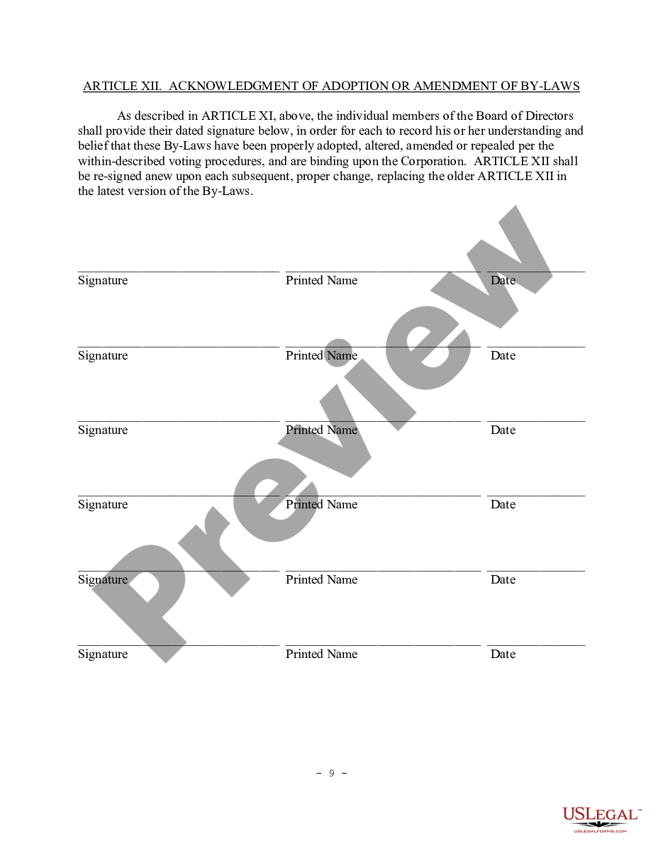 page 8 Bylaws for Corporation preview