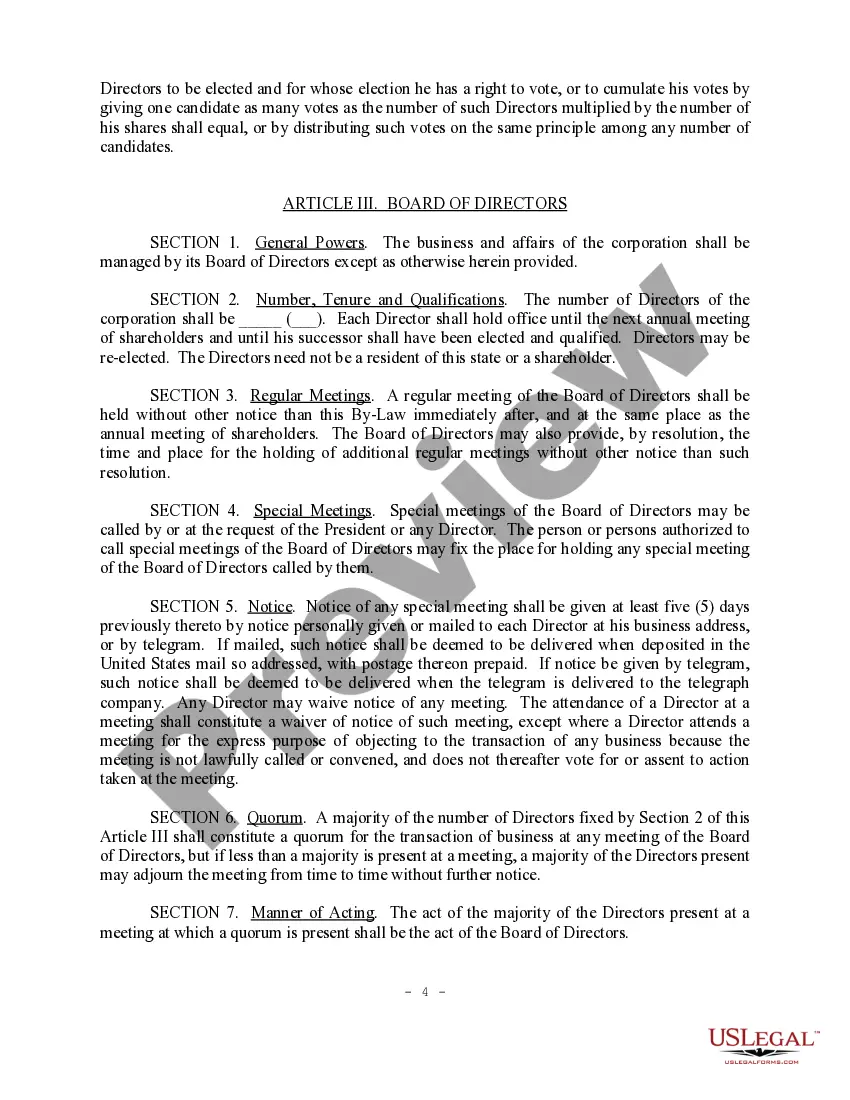 Get Bylaws for Corporation Preview Bylaws for Corporation