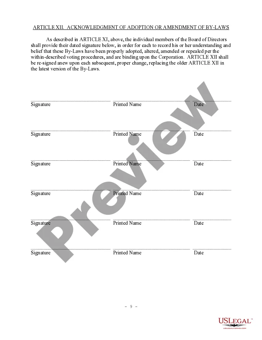 Get Bylaws for Corporation Preview Bylaws for Corporation