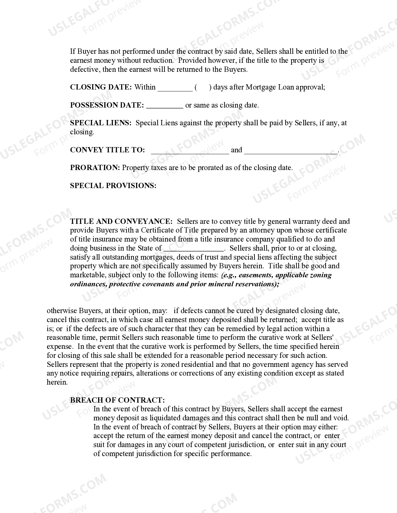 Agreement for the Sale and Purchase of Residential Real Estate Agreement Sale Purchase US