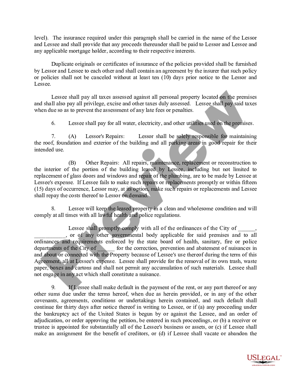 page 1 Commercial Lease - Long Form preview