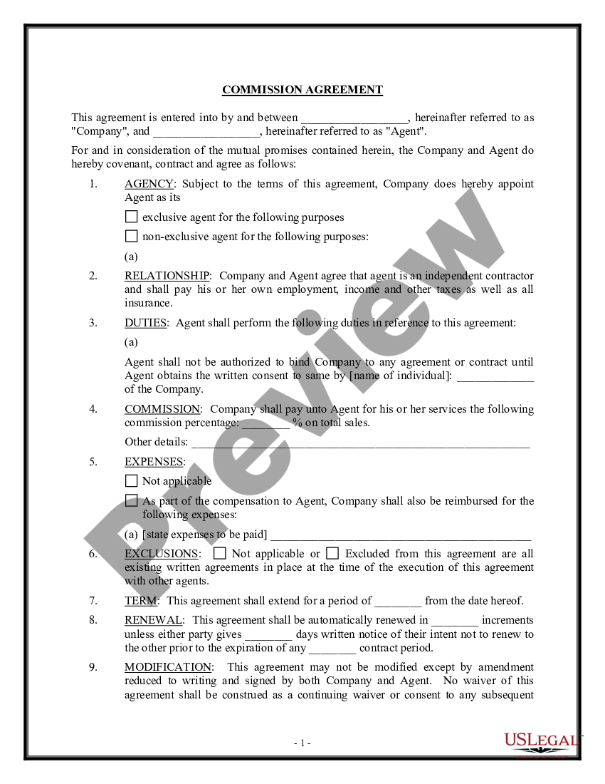 commission fee agreement template