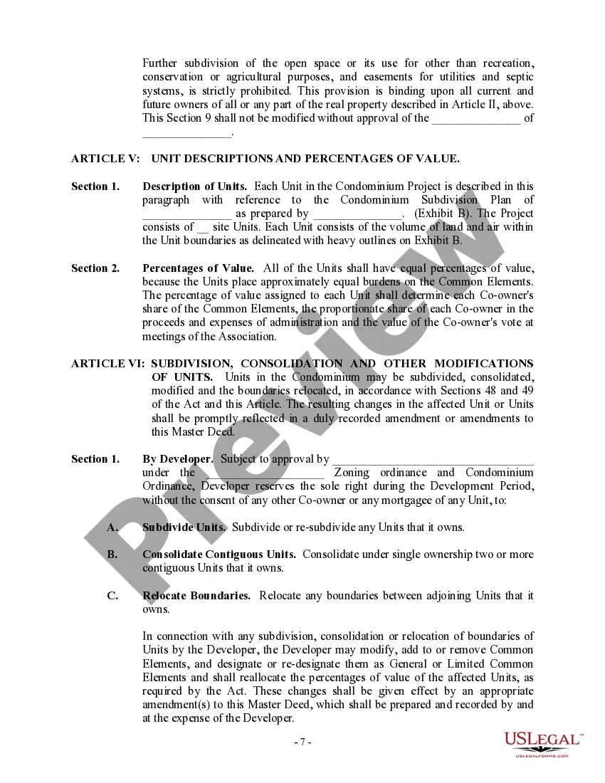 Get Condominium Master Deed - Residential Condo Development Preview Condominium Master Deed - Residential Condo Development