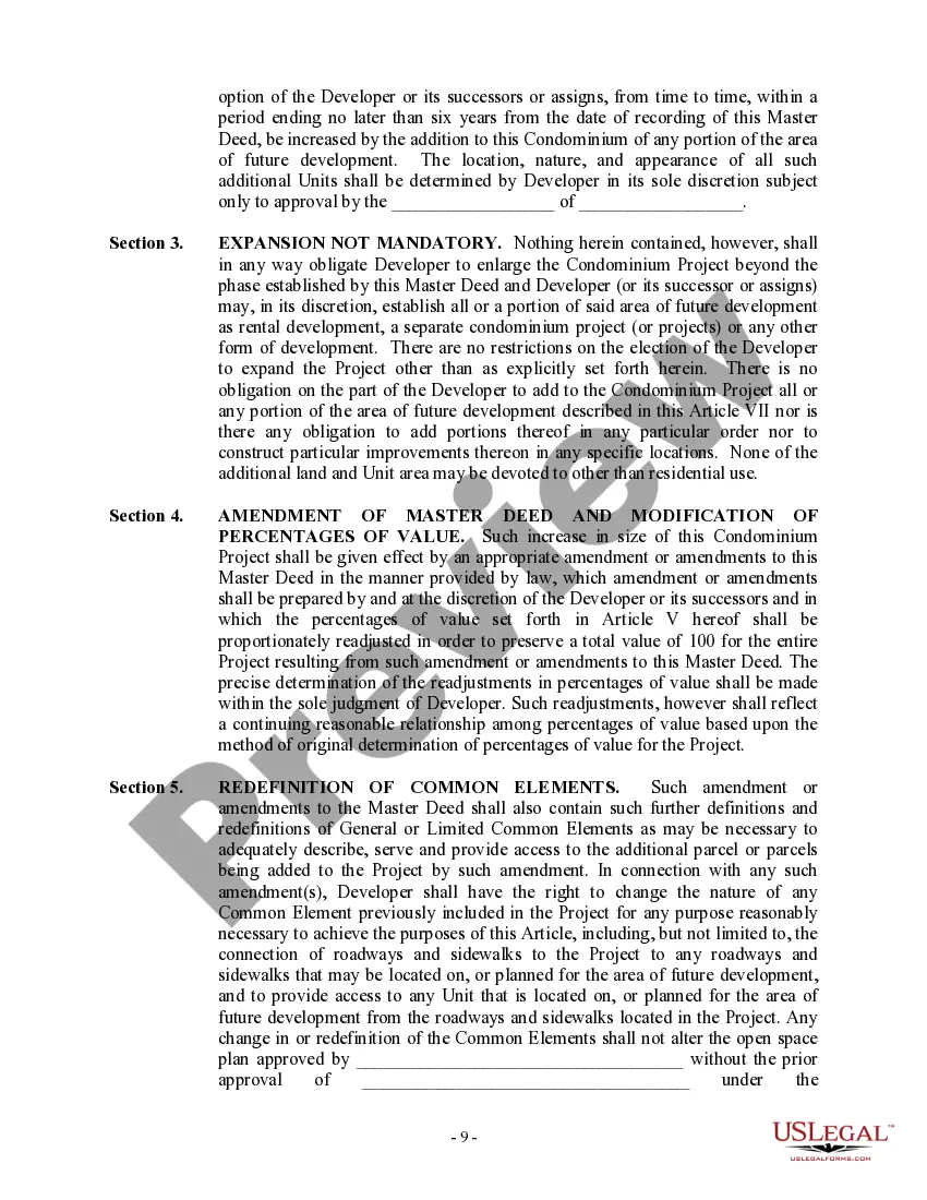 Get Condominium Master Deed - Residential Condo Development Preview Condominium Master Deed - Residential Condo Development