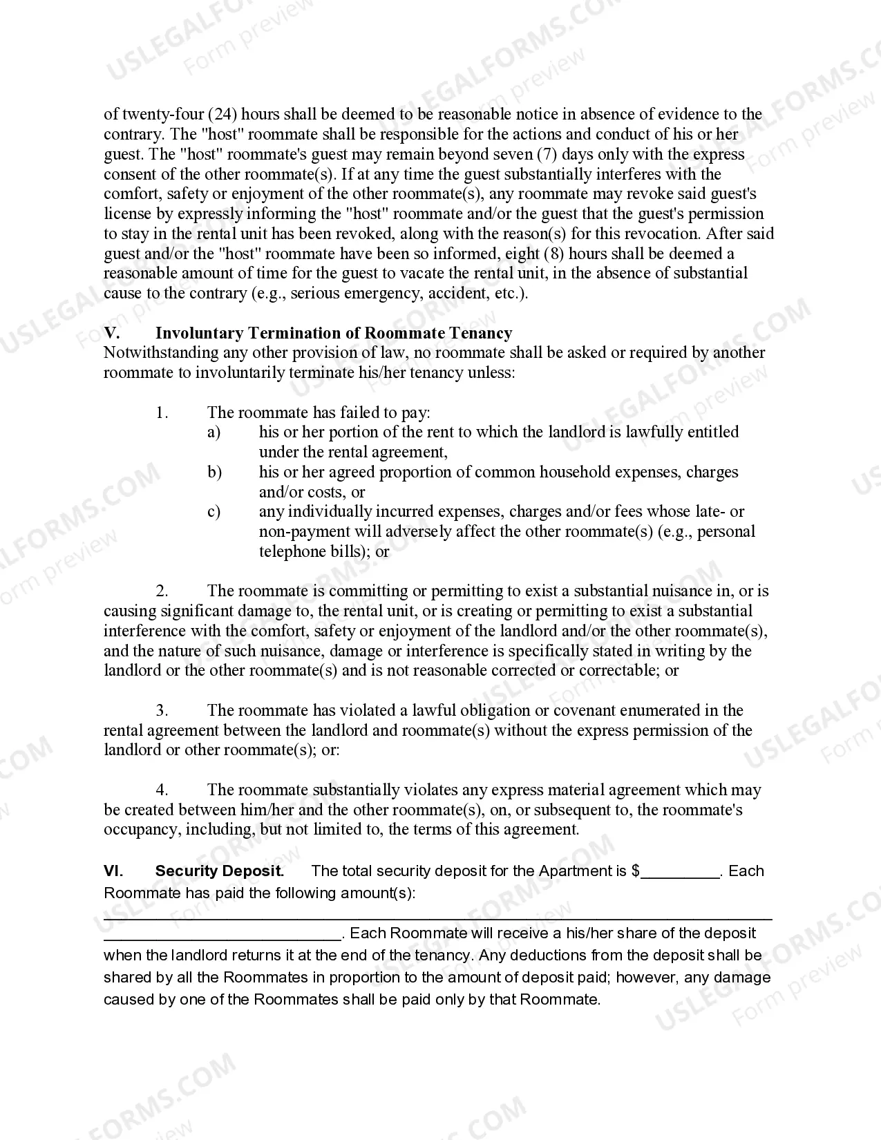 Preview Roommate Agreement for Friends