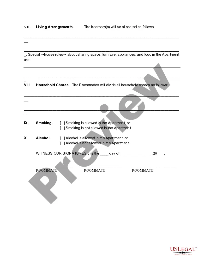 Get Roommate Agreement for Homeowner Preview Roommate Agreement for Homeowner