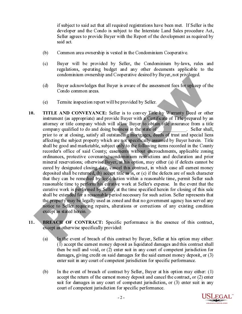 Get Condominium Purchase Agreement Preview Condominium Purchase Agreement