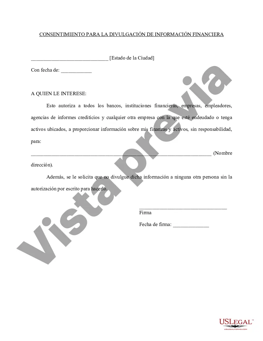 Preview Consentimiento para la divulgación de información financiera