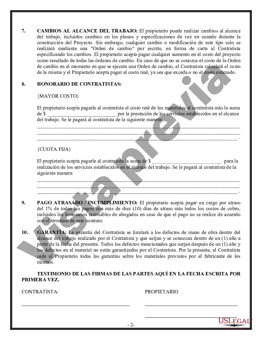 Preview Contrato de construcción para vivienda: tarifa fija o costo adicional