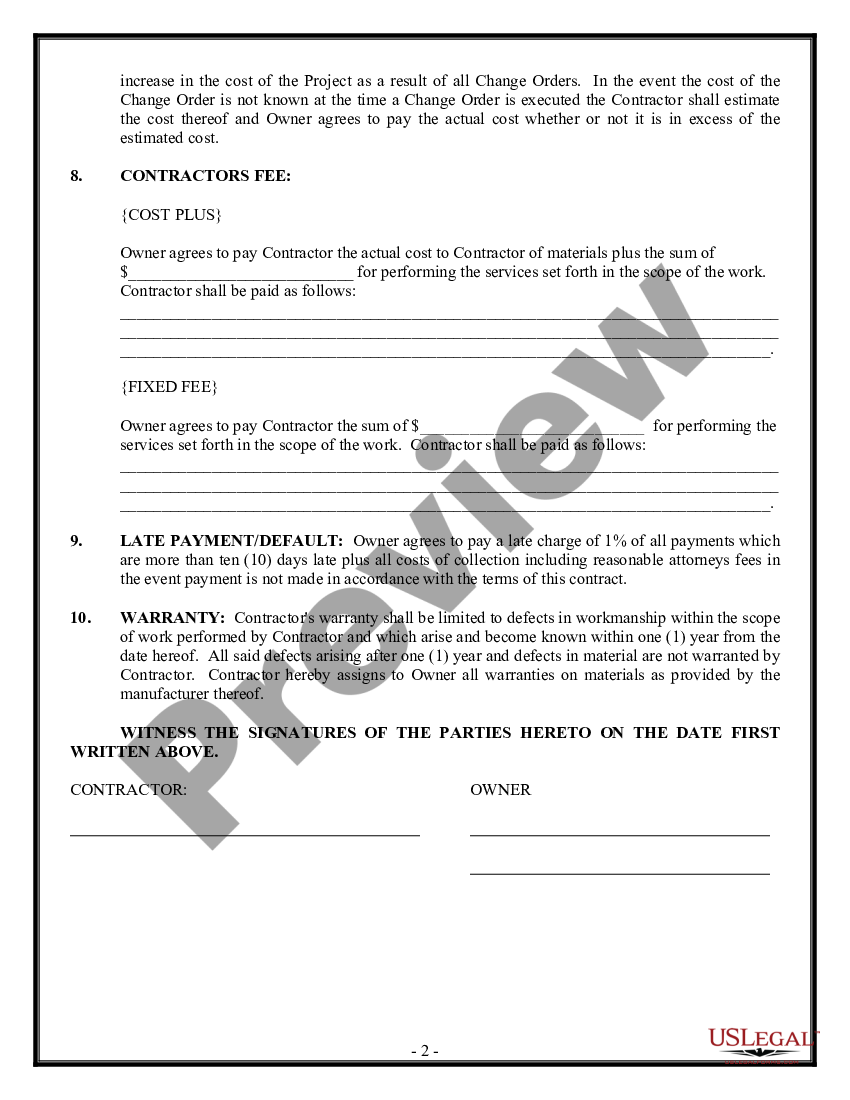 Construction Contract Form