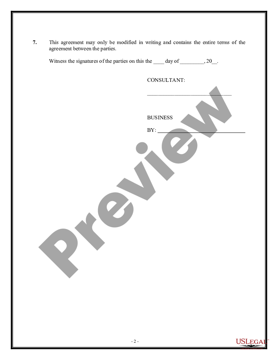 page 1 Simple Consulting Agreement preview