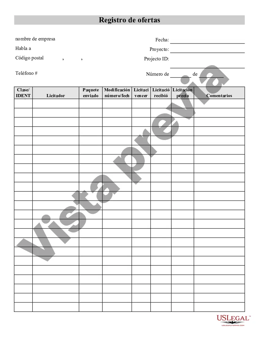 Preview Registro de ofertas del contratista