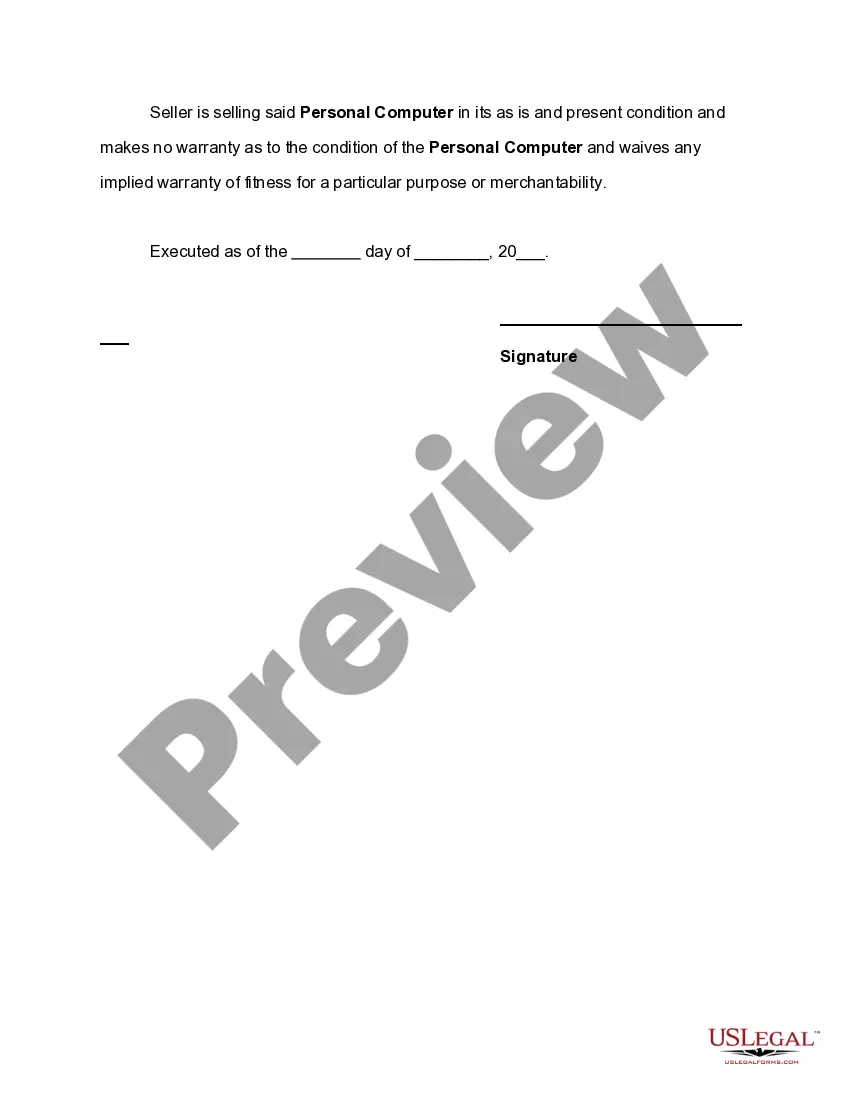 Get Bill of Sale for Personal Computer Preview Bill of Sale for Personal Computer