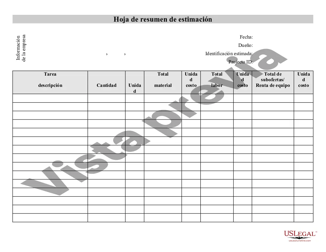 Preview Resumen del contratista de una estimación