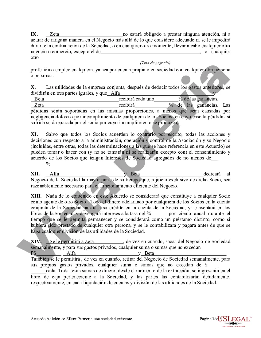 Get Acuerdo Adición de Silent Partner a una sociedad existente Preview Acuerdo Adición de Silent Partner a una sociedad existente