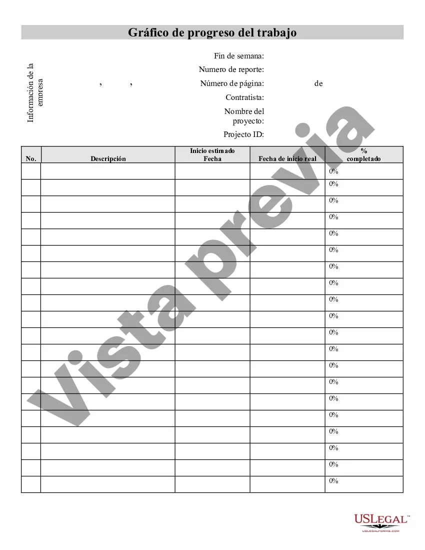 Preview Hoja de progreso del trabajo del contratista
