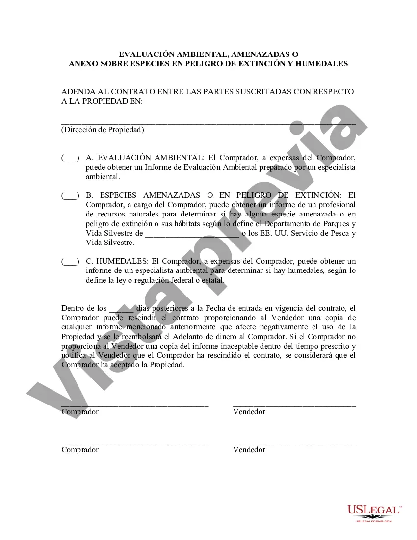 Preview Anexo de Evaluación Ambiental, Especies Amenazadas o en Peligro de Extinción y Humedales