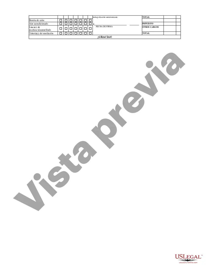 Preview Orden de trabajo del plomero - Factura