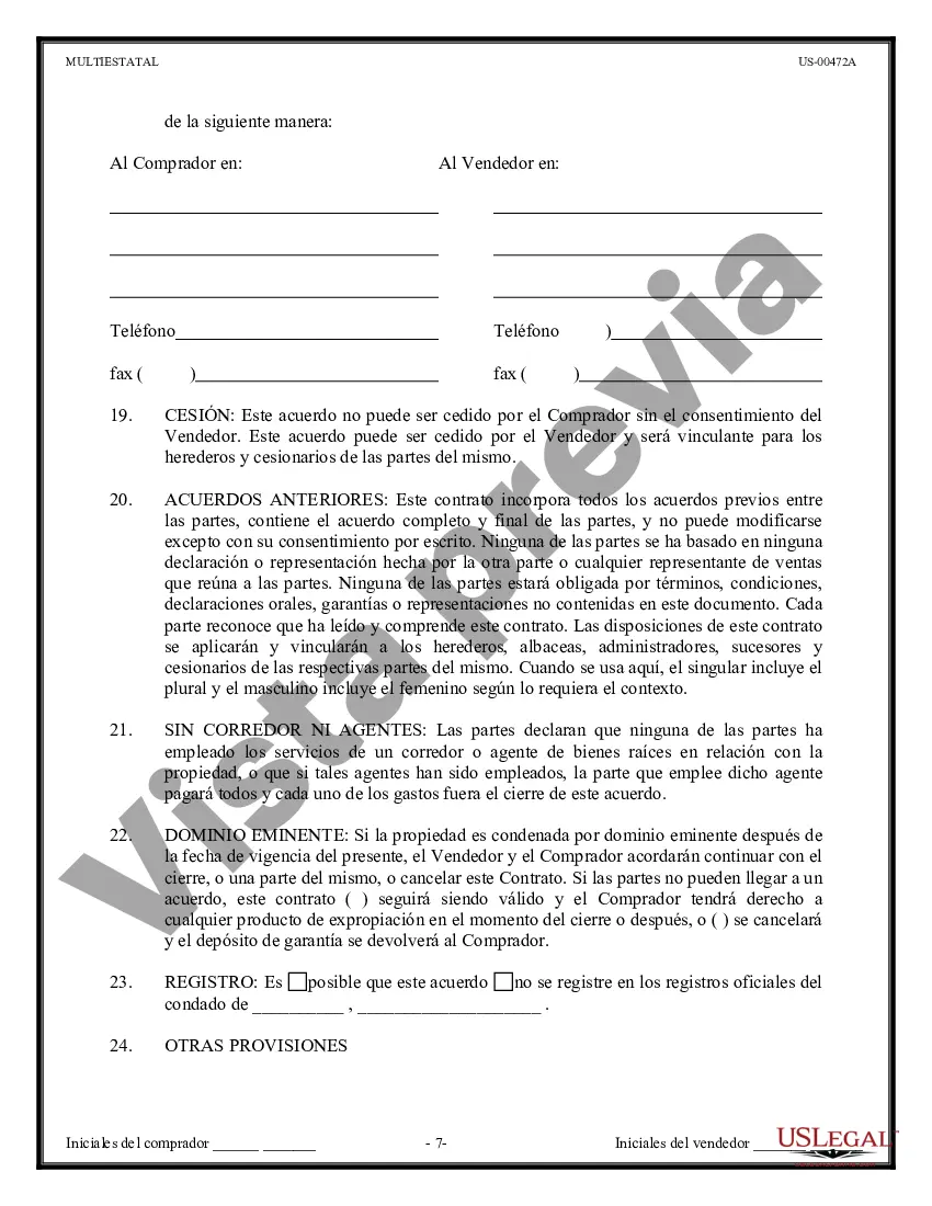 Preview Contrato de Compraventa de Bienes Raíces - Sin Corredor - Financiamiento del Vendedor o Todo en Efectivo - Residencial