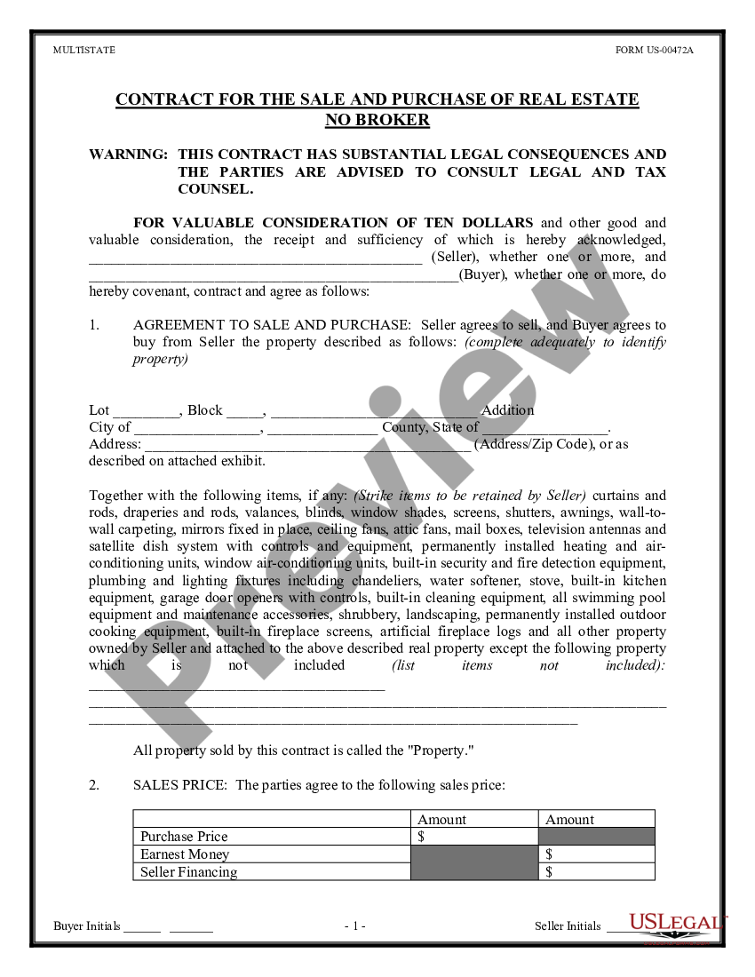 Contract No Broker | US Legal Forms