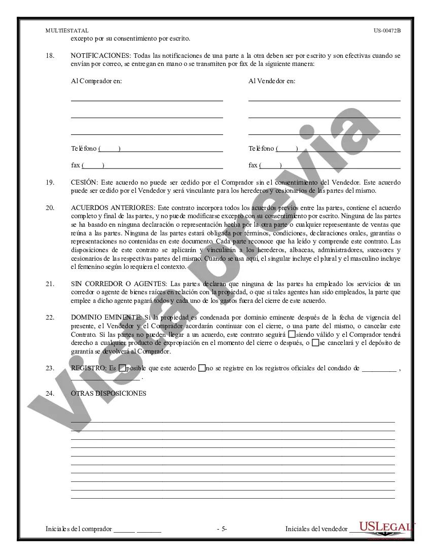 Preview Contrato de Compraventa de Bienes Raíces - Sin Corredor - Lote o Terreno Residencial