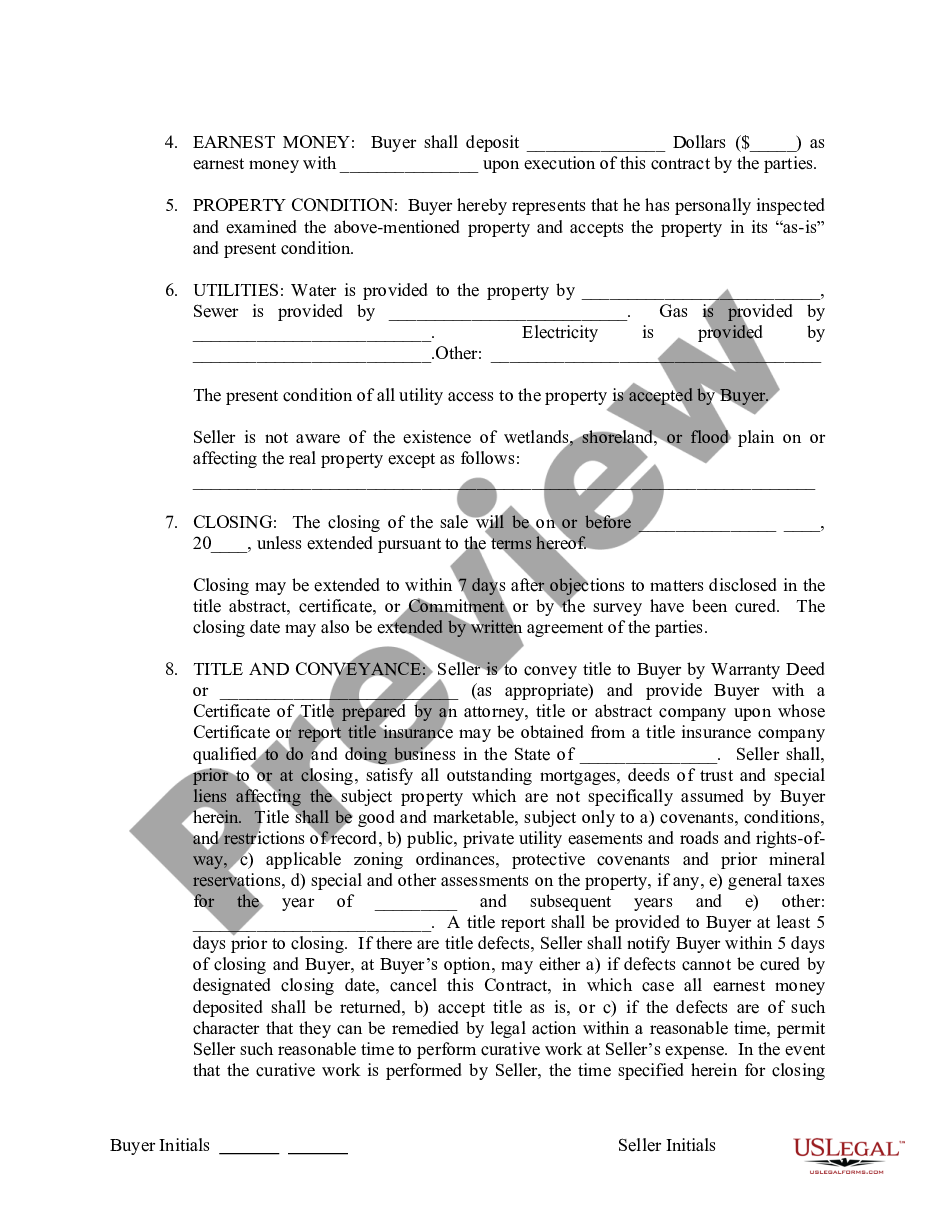 page 2 Contract for the Sale and Purchase of Real Estate - No Broker - Residential Lot or Land preview