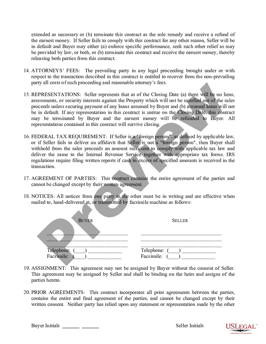 page 4 Contract for the Sale and Purchase of Real Estate - No Broker - Residential Lot or Land preview