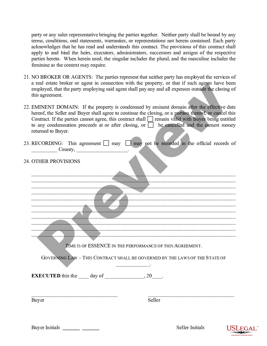 page 5 Contract for the Sale and Purchase of Real Estate - No Broker - Residential Lot or Land preview
