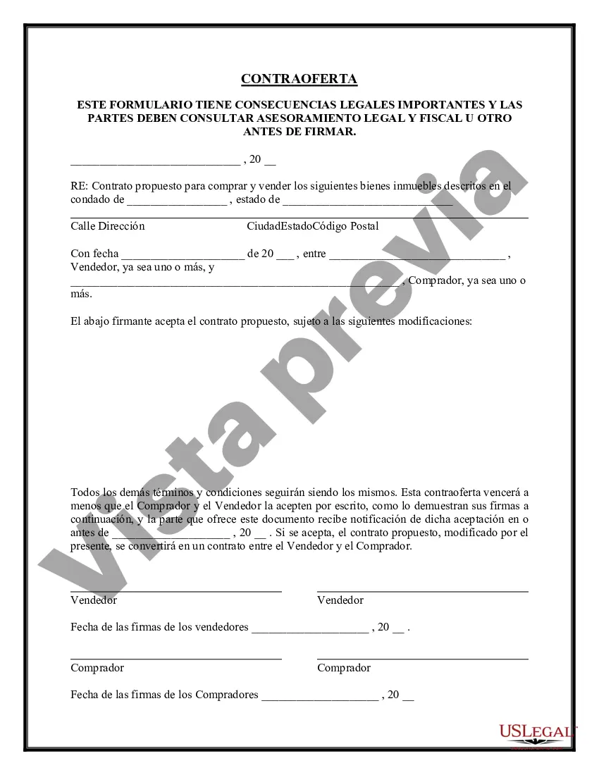 Preview Contrapropuesta a Contrato de Compraventa de Bienes Inmuebles