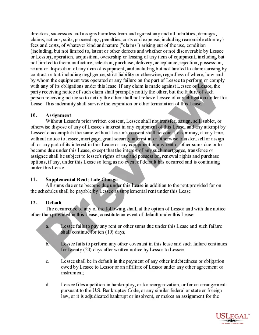 Preview Lease or Rental of Computer Equipment