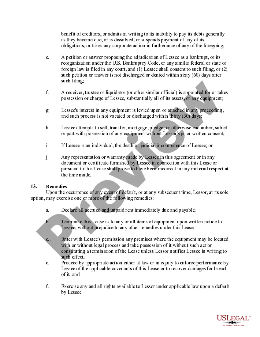 Preview Lease or Rental of Computer Equipment