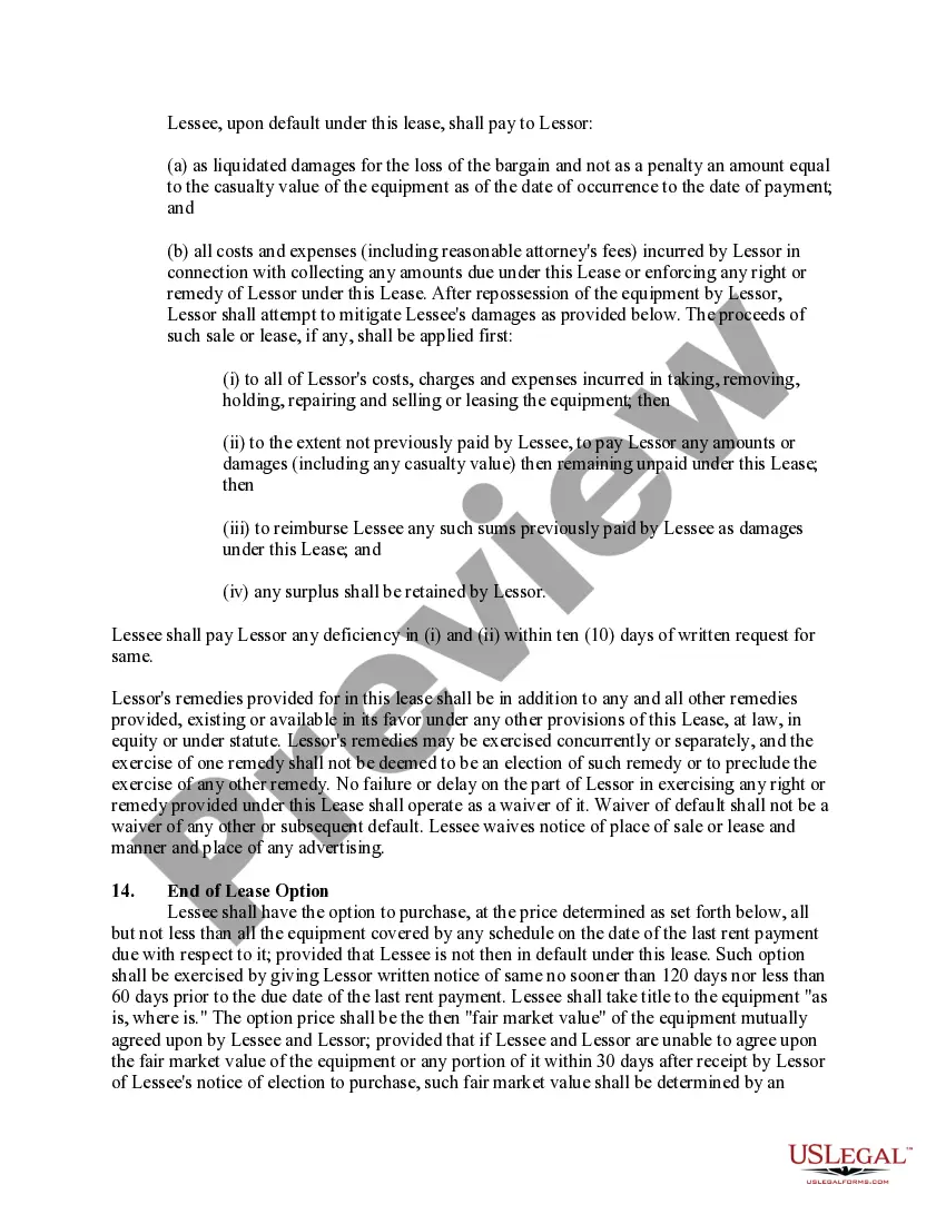 Preview Lease or Rental of Computer Equipment