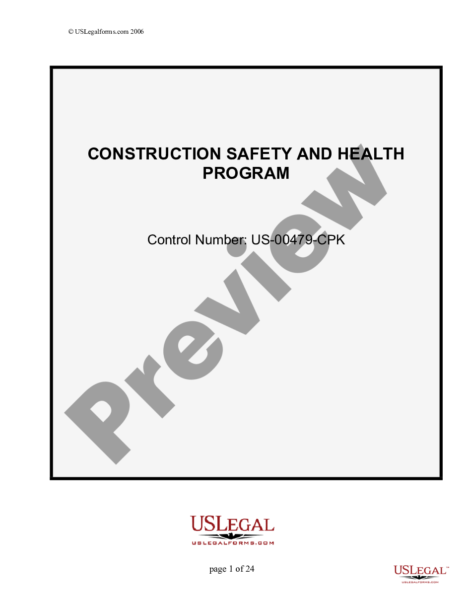 page 0 Construction Safety and Health Plan preview
